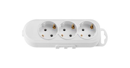 Розетка 3-ая переносная (с/з, 16А, 250В) белая, BYLECTRICA