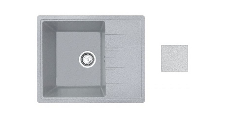 Мойка кухонная из искусственного камня PLATINUM серый 570х465 мм, AV Engineering