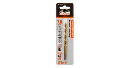 Сверло по металлу ц/х 7.0х69х109 мм HSS TIN GEPARD