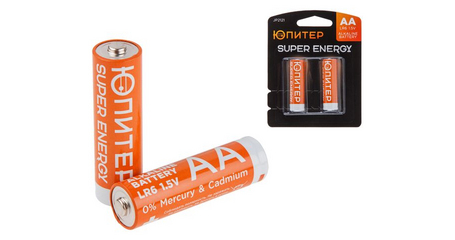 Батарейка AA LR6 1,5V alkaline 2шт. ЮПИТЕР