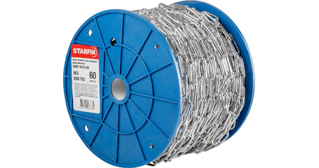 Цепь сварная длиннозвенная, оцинк. М3 DIN 763 (бухта 60 м) STARFIX