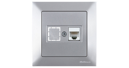 Розетка компьютерная 1xRJ45 (Cat5e, скрытая) серебро, DARIA, MUTLUSAN