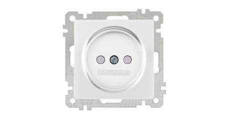 Розетка 1-ая (скр, б/рамки, б/з, шторки) белая,  CANDELA (DARIA), MUTLUSAN