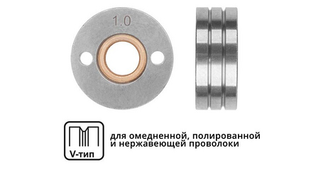 Ролик подающий ф 30/10 мм, шир. 12 мм, проволока ф 1,0-1,2 мм (V-тип)