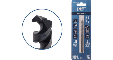 Сверло по металлу ц/х 4.0х43х75 мм HSS-Co Black EXPERT STARTUL
