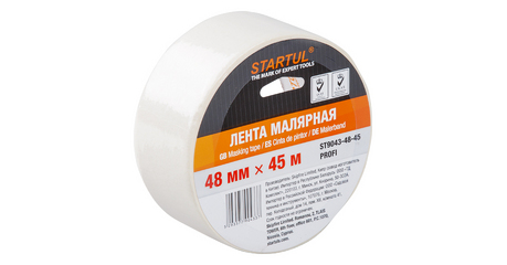 Лента малярная 48ммх45м STARTUL PROFI (ST9043-48-45), белая